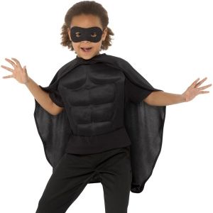 Childs Superhero Cape & Chest Kit - Black