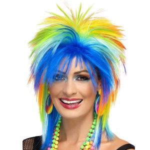 80's Rainbow Punk Fancy Dress Wig 