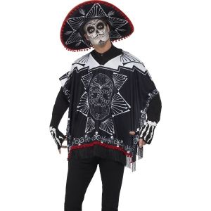 Unisex Mexican Day of the Dead Poncho Bandit Costume