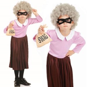 Girls Granny Burglar Fancy Dress Costume