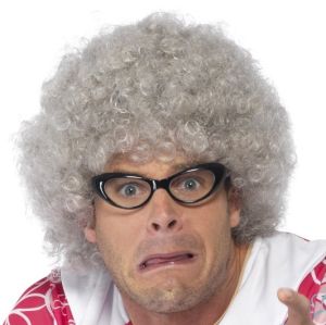 Old Lady Granny Perm Wig - Grey