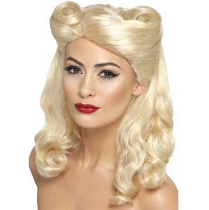 Ladies 40s Vintage Pin Up Girl Wig - Blonde