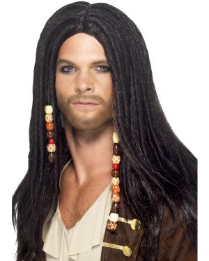 Mens Pirate Fancy Dress Wig 