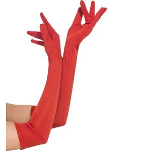 Ladies Long Jersey Gloves - Red