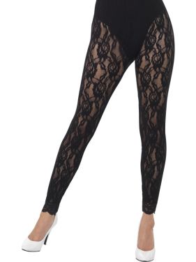 Ladies Lace 80s Fancy Dress Leggings
