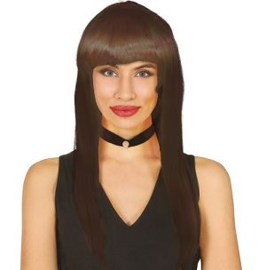 Ladies Long Wig with Fringe - Brown