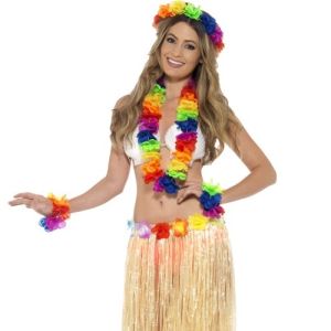 Rainbow Hawaiian Lei Garland Set 