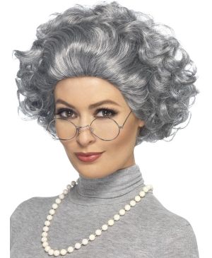 Old Lady Granny Wig Kit - Grey