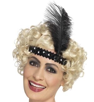 20s Sequin Flapper Headband - Black