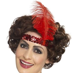 20s Sequin Flapper Headband - Red