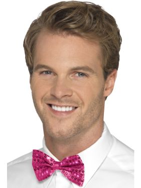 Sequin Bow Tie - Pink