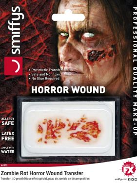 Halloween 3D Horror Wound Transfer Zombie Rot Make Up by Smiffys