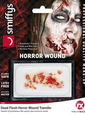 Halloween 3D Horror Wound Transfer Dead Flesh Make Up by Smiffys