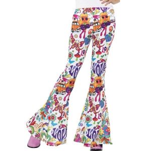 Ladies 60s Fancy Dress Groovy Flared Trousers