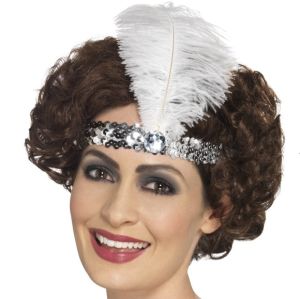 20s Sequin Flapper Headband - Silver