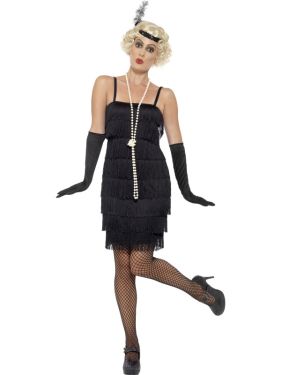 Ladies Flapper Fancy Dress Costume - Black