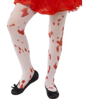 Childrens Halloween Girls Tights with Blood Print