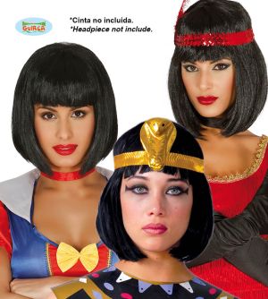 Ladies 1980's Black Bob Fancy Dress Wig 