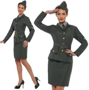 Ladies 40s WW2 Army Girl Fancy Dress Costume 