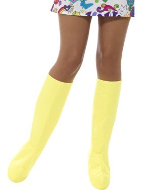 60s 70s Fancy Dress Yellow Go Go Bootcovers