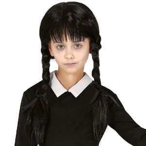 Childs Gothic Schoolgirl Plaited Wig with Fringe