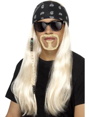 Mens 80s Hard Rocker Fancy Dress Wig Set