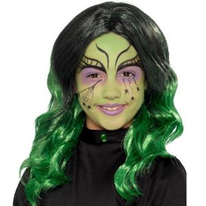 Childs Witch Wig - Green/Black