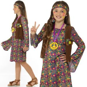 Childrens 60s 70s Hippy Girl Costume 