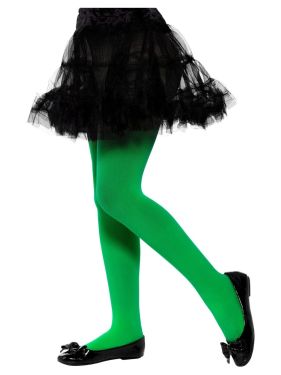 Childrens Girls Opaque Tights - Green