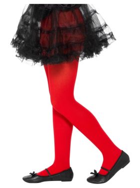 Childrens Girls Opaque Tights - Red