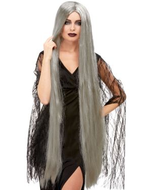 Ladies Extra Long Grey Witch Wig