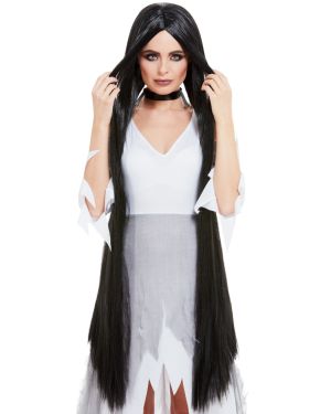 Ladies Extra Long Black Witch Wig