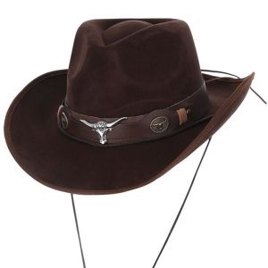 Deluxe Suede Effect Cowboy Fancy Dress Hat 
