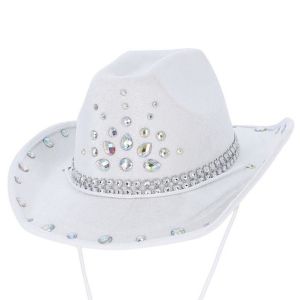 Adult Rhinestone Cowboy Fancy Dress Hat - White