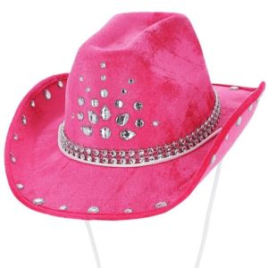 Adult Rhinestone Cowboy Fancy Dress Hat - Hot Pink