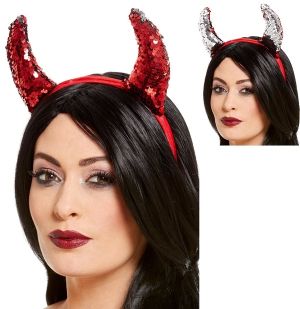 Halloween Reversible Sequin Devil Horns on Headband