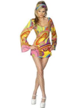 60s Fancy Dress Flower Power Dress Costume