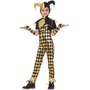 Girls Gold Harlequin Costume