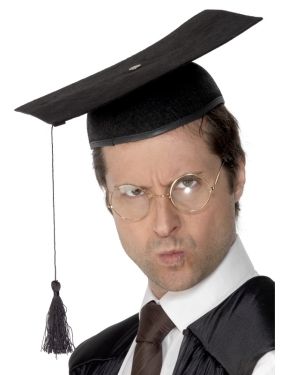 Lecturer Felt Mortar Board Fancy Dress Hat - Black