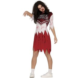 Ladies Halloween Zombie Rugby Cheerleader Costume 