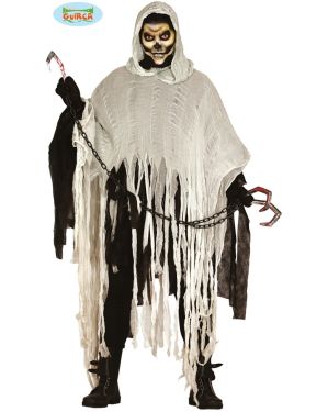 Mens Halloween Ghost Skeleton Costume