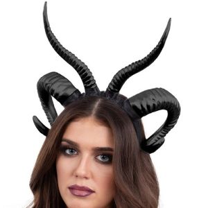 Halloween Black Double Demon Horns on Headband