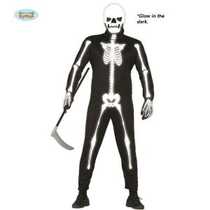 Mens Halloween Glow in the Dark Skeleton Costume