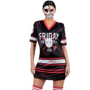 Ladies Halloween Licensed Friday 13th Hockey Dress Costume