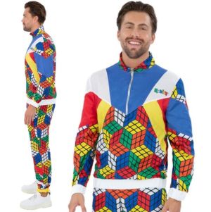 Adult 1980s Rubik's Cube Tracksuit Costume