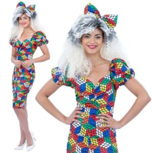 80s Ladies Rubik's Cube Dress Costume 