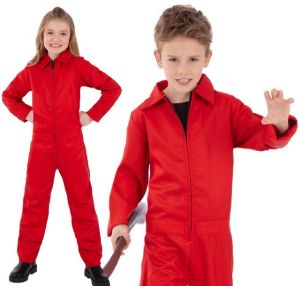 Childs Red Boiler Suit Fancy Dress Costume
