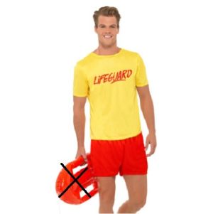 1980s Mens Beach Lifeguard Costume
