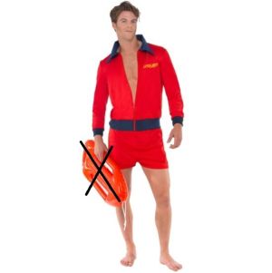 1980s Mens Lifeguard Fancy Dress Costume - Zip Top & Shorts 