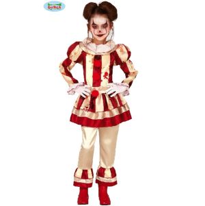 Childs Halloween Striped Clown Girl Costume